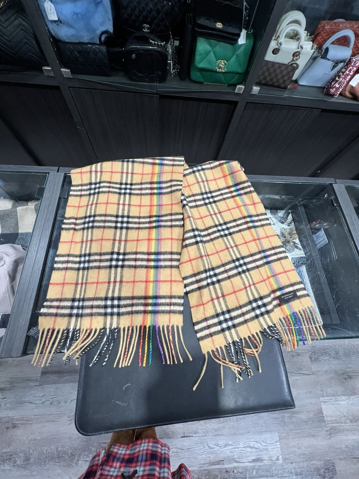Burberry London Limited Edition Classic Check Cashmere Rainbow Scarf