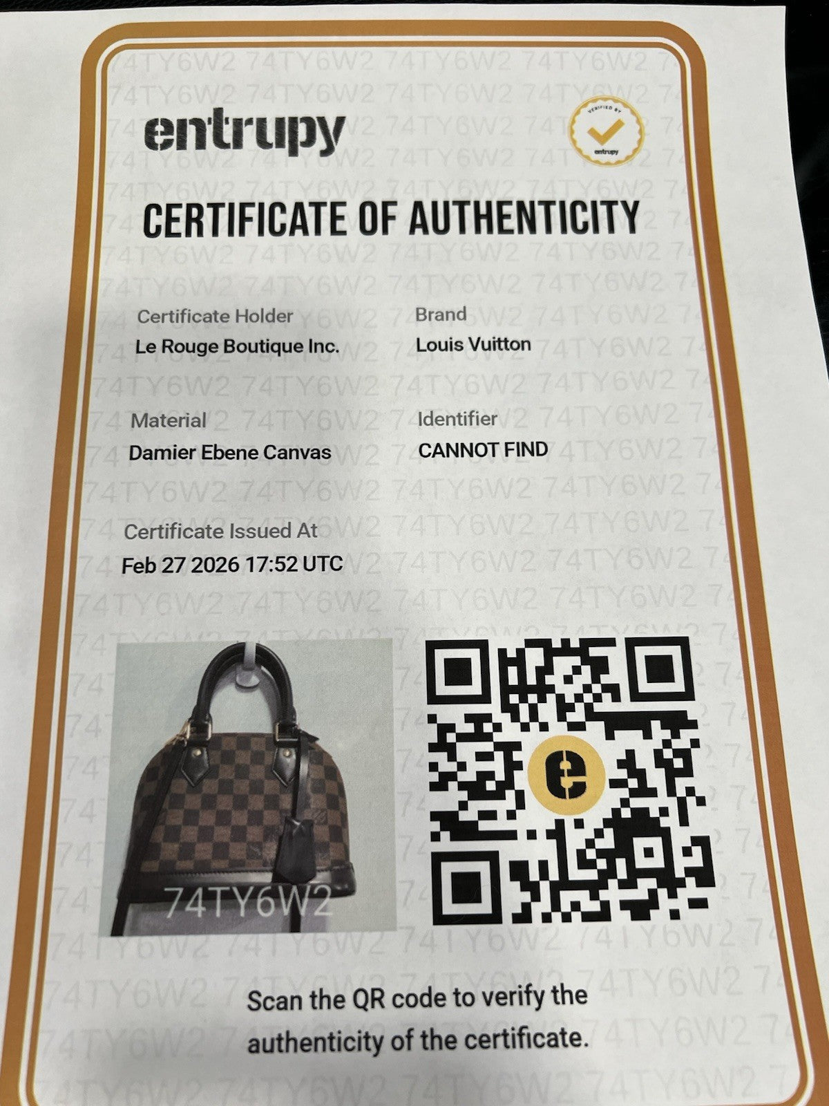 Louis Vuitton Damier Ebene BB Alma Crossbody Bag Lock & Key