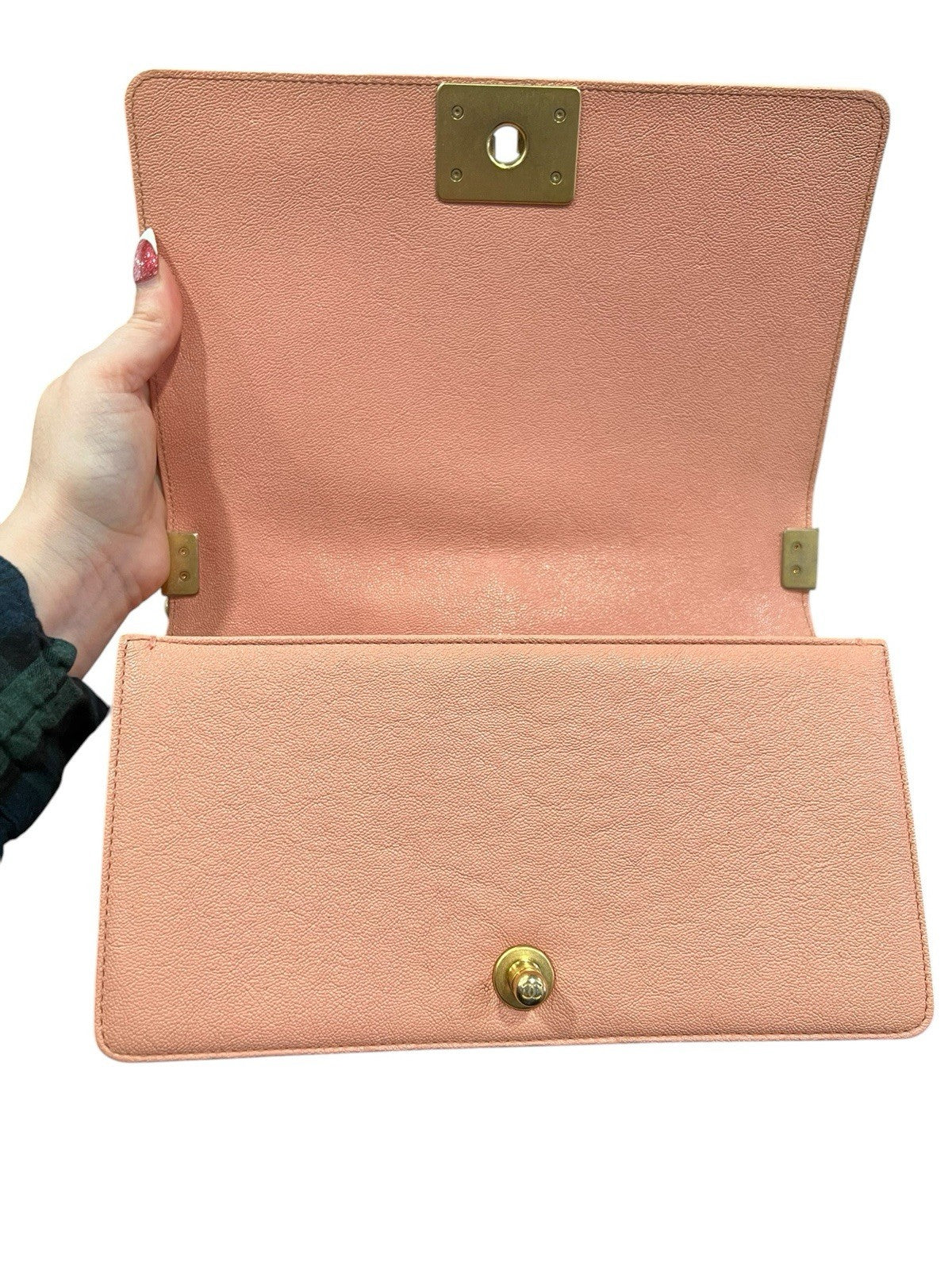 Chanel Quilted Pink Gold Medium Boy Bag With Box Duster Bag & Certifiicate
