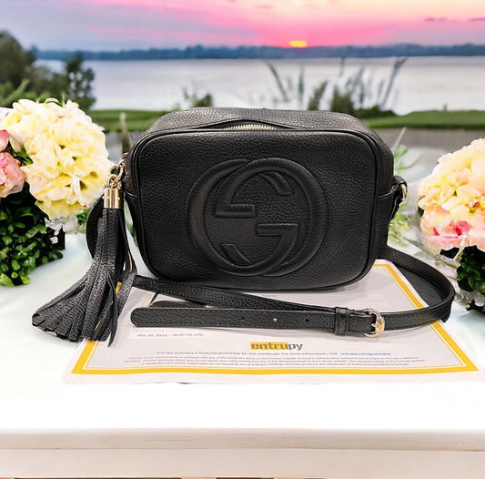 Gucci Black Leather Disco Crossbody Bag With Certificate Of Authenticity