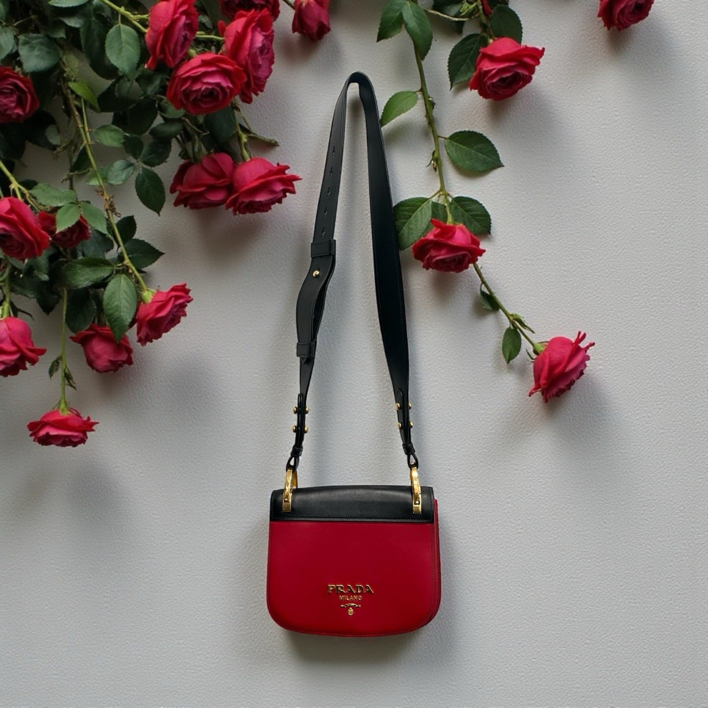 Prada Pionniere Saddle City Calfskin Small Crossbody Bag W/Authenticity