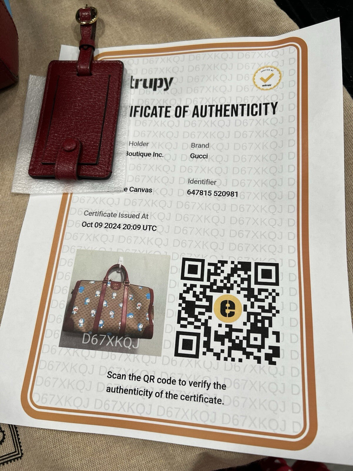 Gucci X Fujiko Pro Doraemon GG Supreme Canvas Boston Duffle Bag NWOB