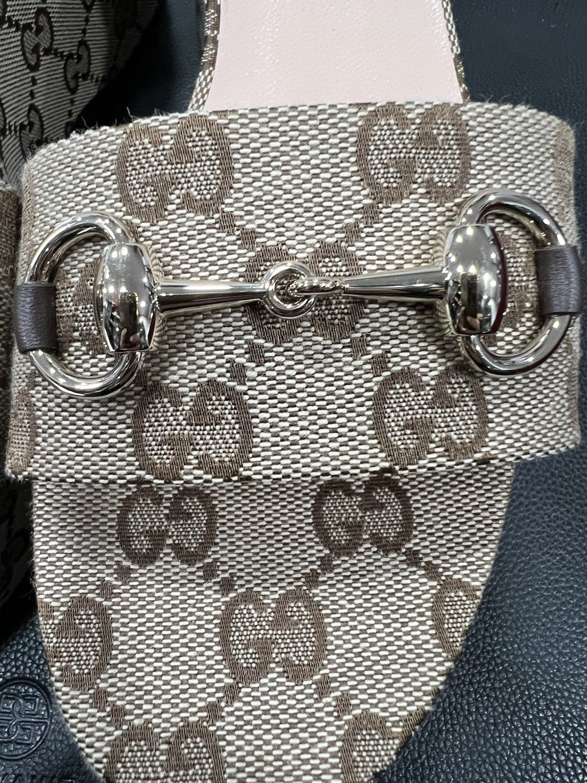 Gucci Lady GG Canvas Bit Platform Sandals 38.5/US8.5 Retail $1,030