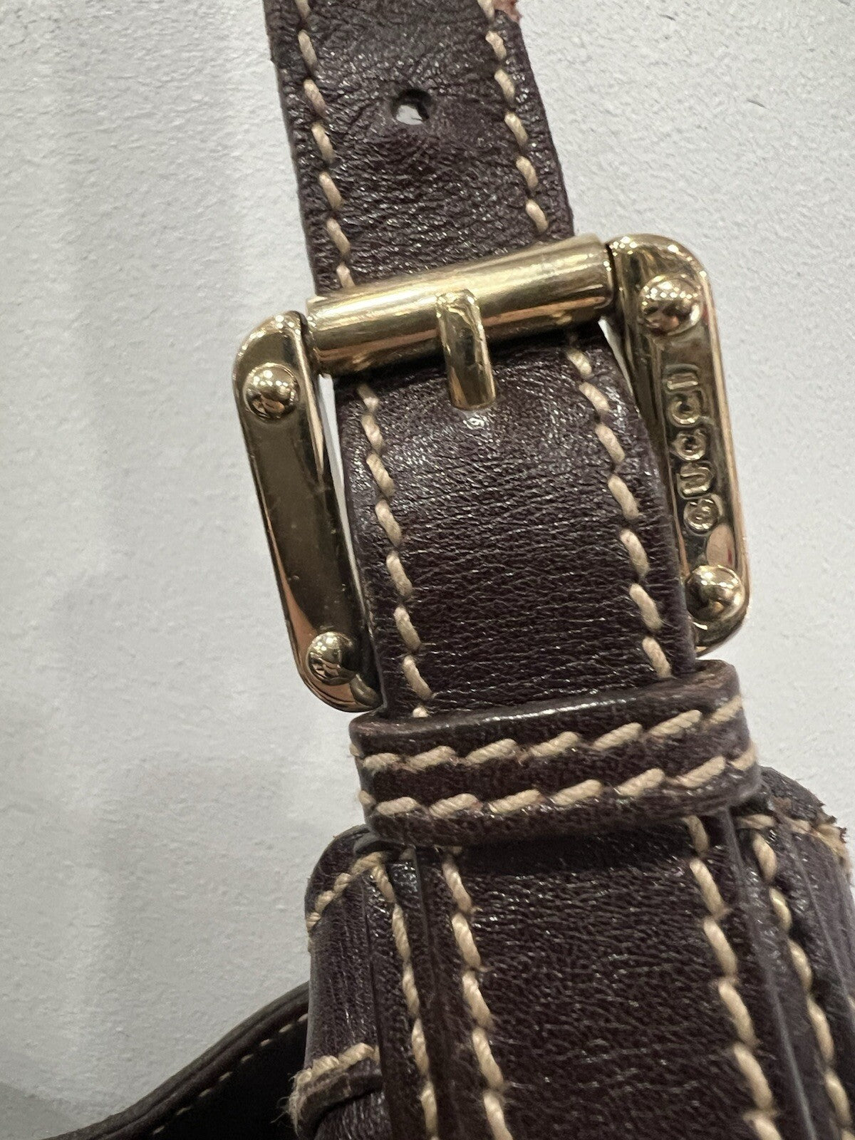 Gucci Leather Medium Britt Dark Brown Shoulder Bag With Authenticity