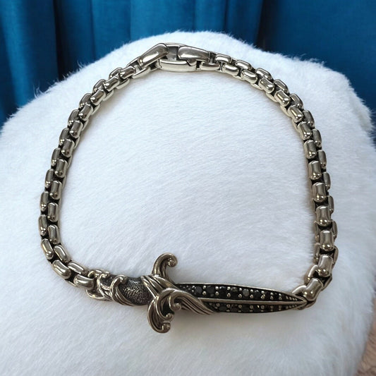 David Yurman .925 Sterling Silver Waves Dagger Bracelet Retail $850 7.25"