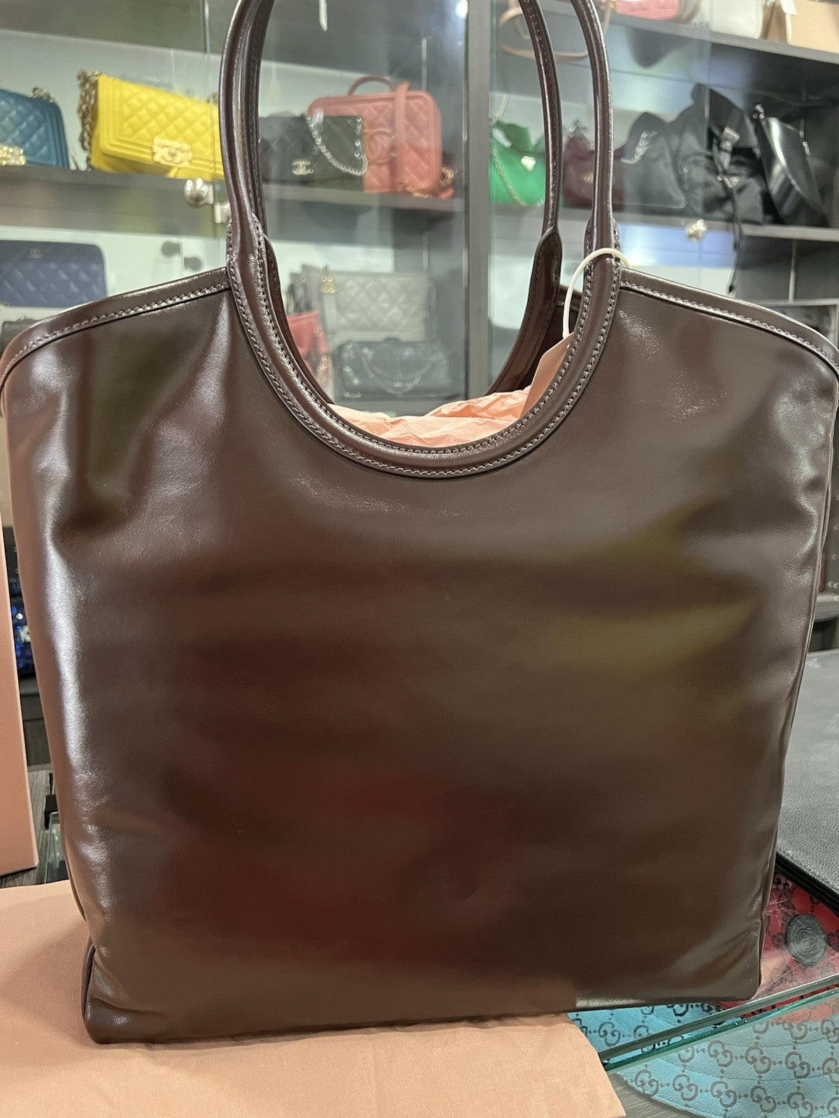 MIU MIU Ivy Tote Brown Leather Shoulder Bag NIB Retail $2590