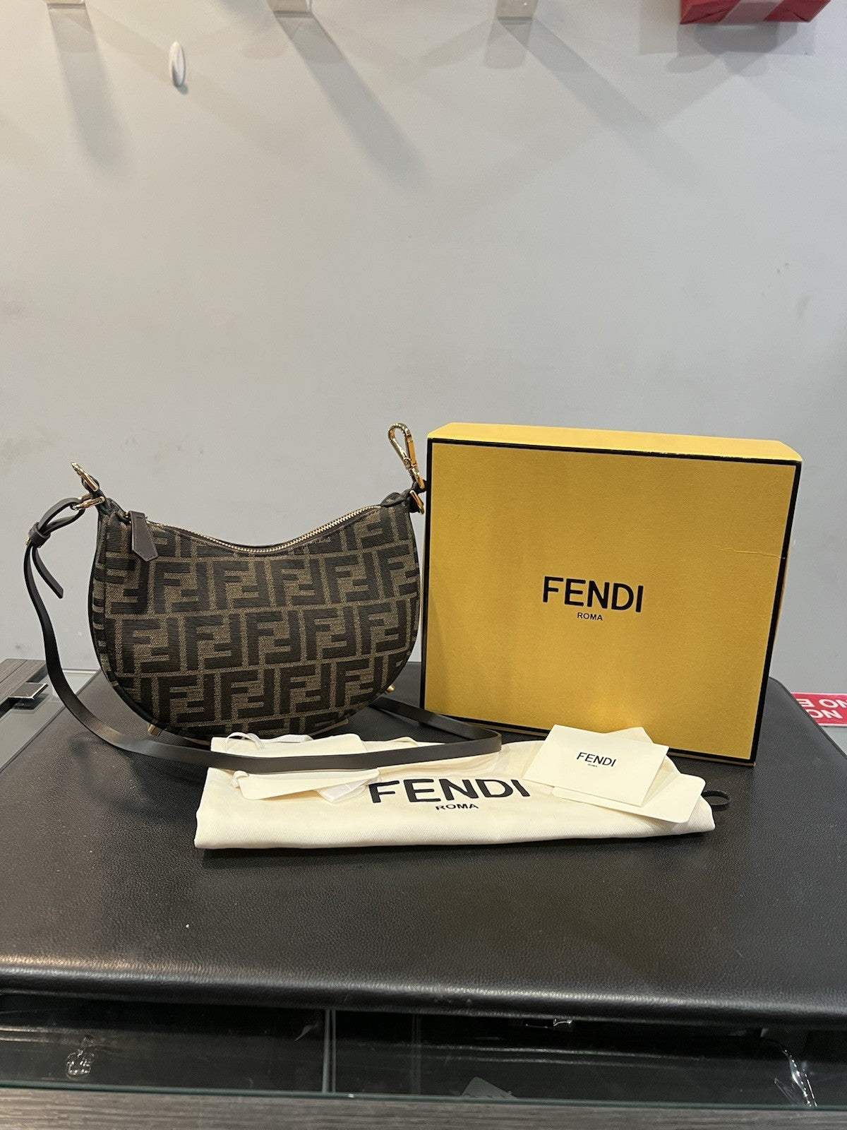 Fendi Fendiography Jacquard FF Mini Bag Box Duster Tags & Authenticity