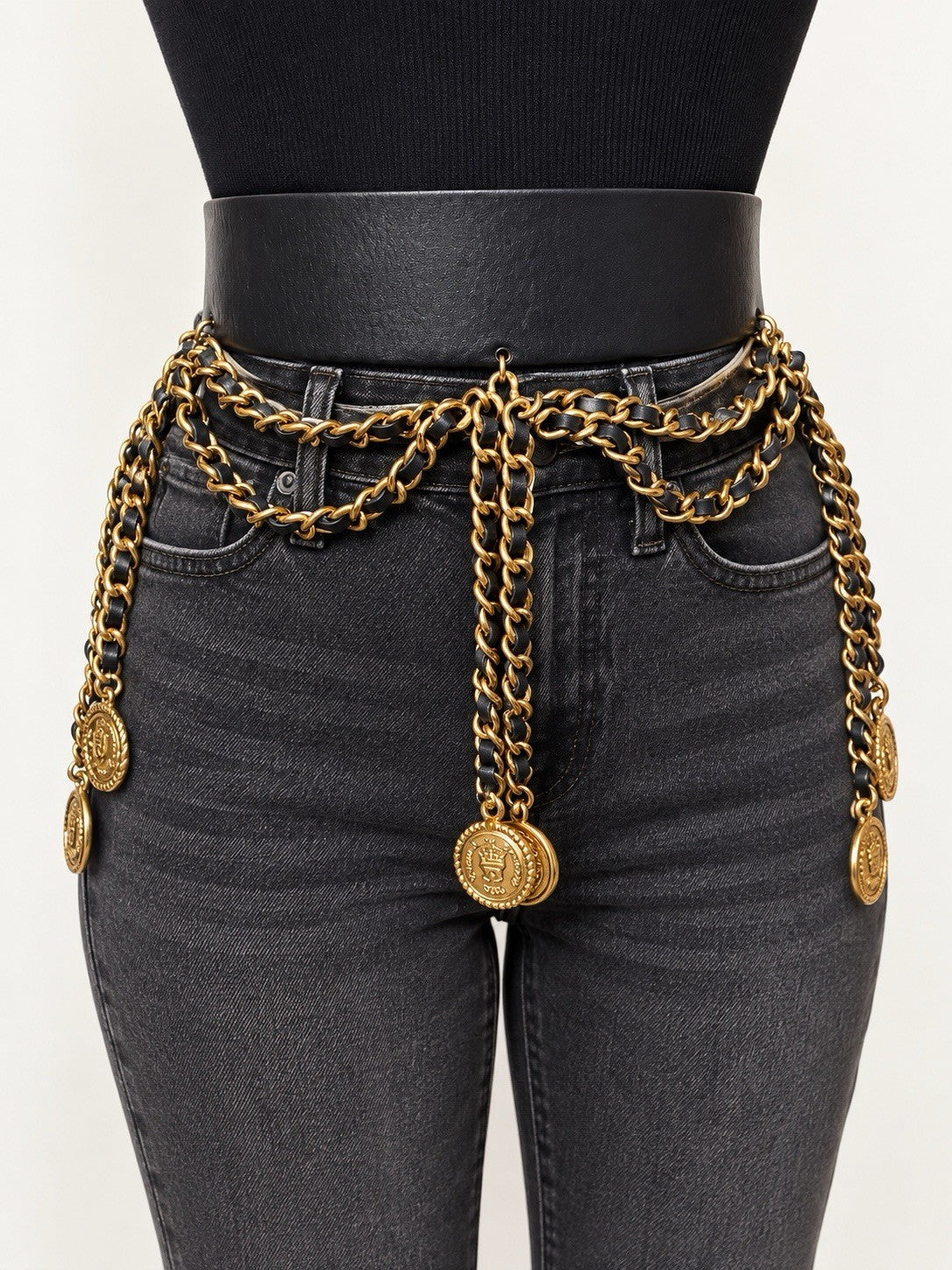 Chanel Runway 1992 Multi Chain Medallion Belt With Authenticity Size 26"