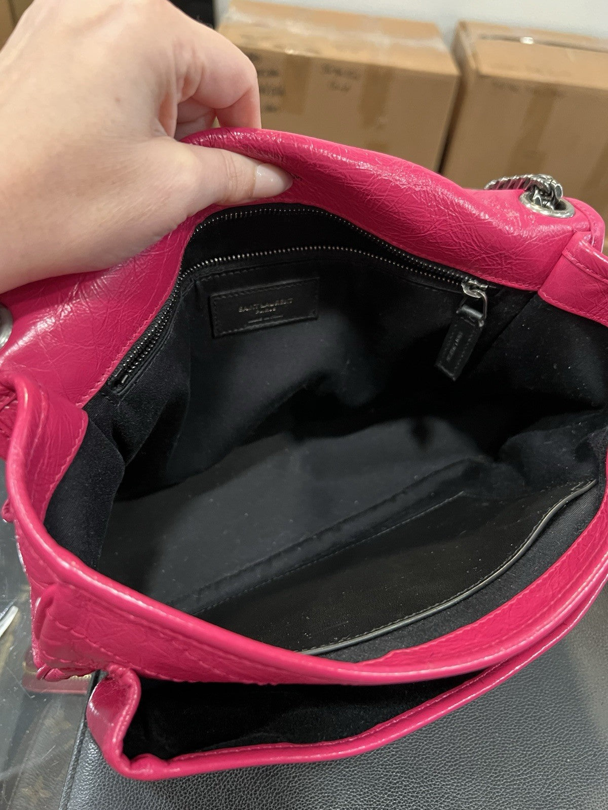 YSL Saint Laurent Pink Leather Niki Bag Retail $3400