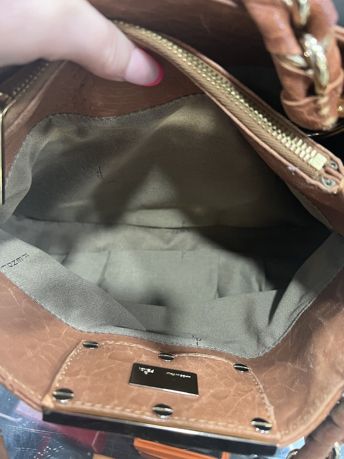 Fendi Small Mia Cognac Chain Shoulder Bag W/Card