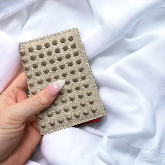 Christian Louboutin Beige Leather Spike Card Case