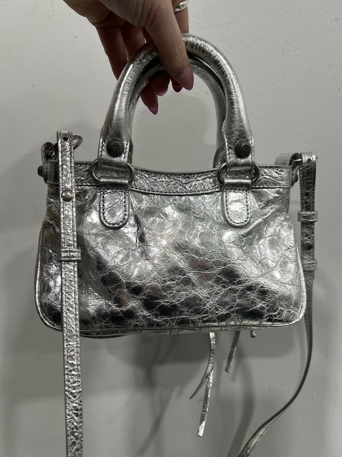 Balenciaga Neo Cagole Mini Metallized Tote Bag