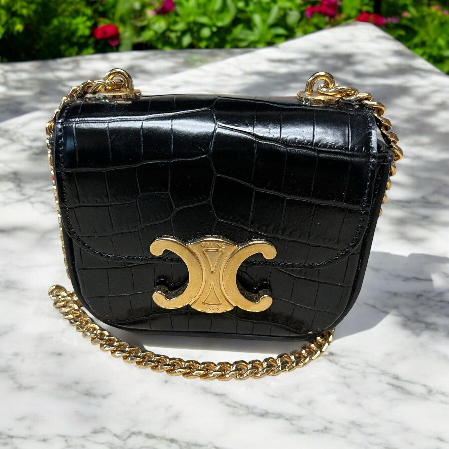 CELINE MINI CHAIN CLAUDE in NILOTICUS CROCODILE