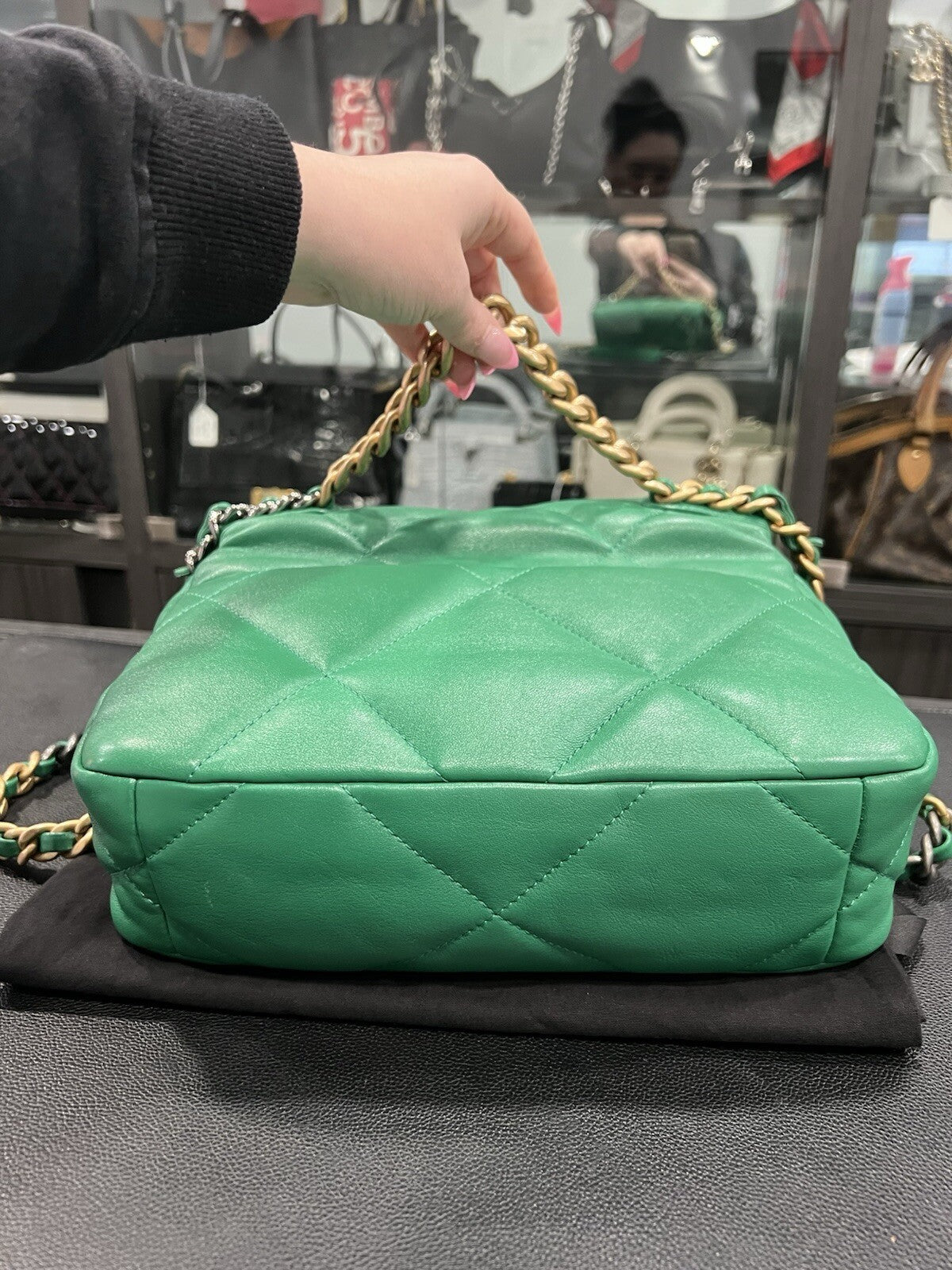 Chanel Medium 19 Flap Bag Green W/Authenticity