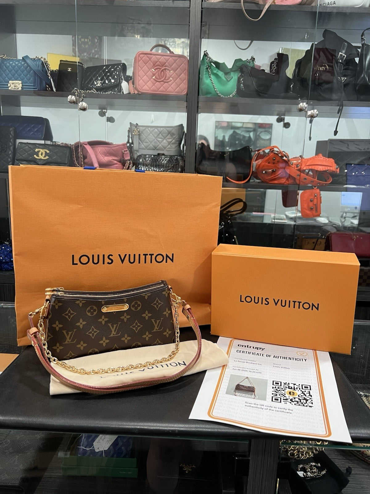 Louis Vuitton Monogram Liv Pochette Crossbody Box Duster & Bag Retail $1950