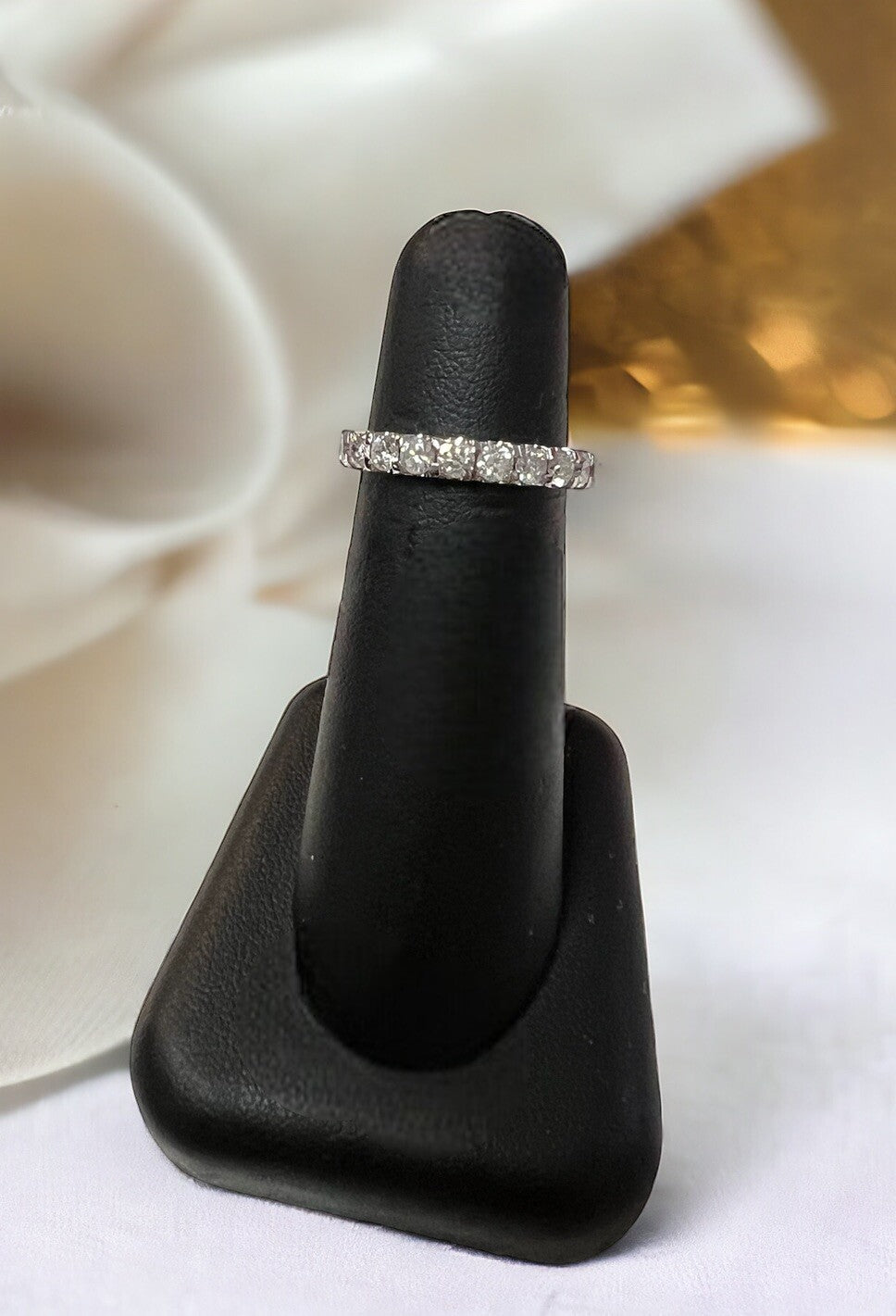 10k White Gold Half Eternity Wedding Ring I1 Approx 1 ct. H Color 2.6g