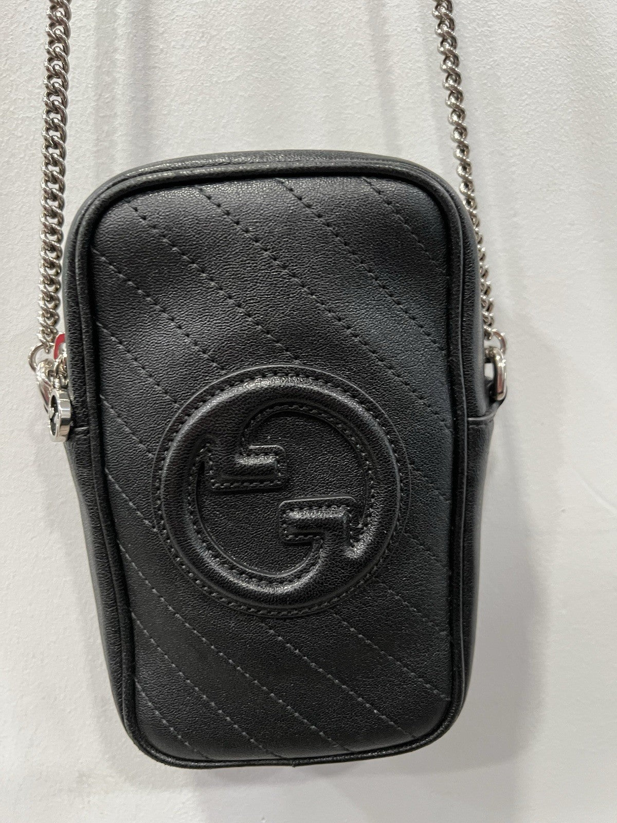 Gucci Mini Blondie Vertical Black Chain Bag With Authenticity