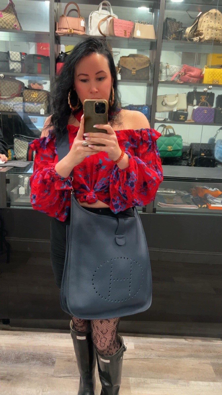 Hermes Evelyn III 40 TGM Togo Leather Dark  Blue With Authenticity Retail $4800