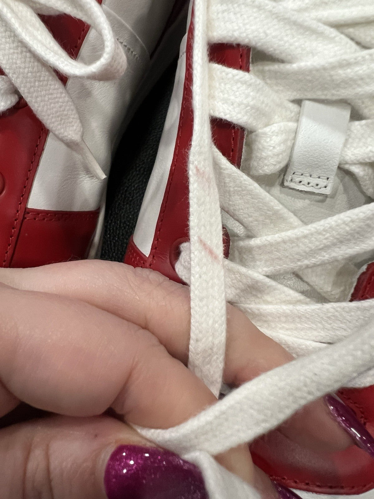 Prada Men's Red/White Downtown Sneakers With Box Size 6/US Size 7