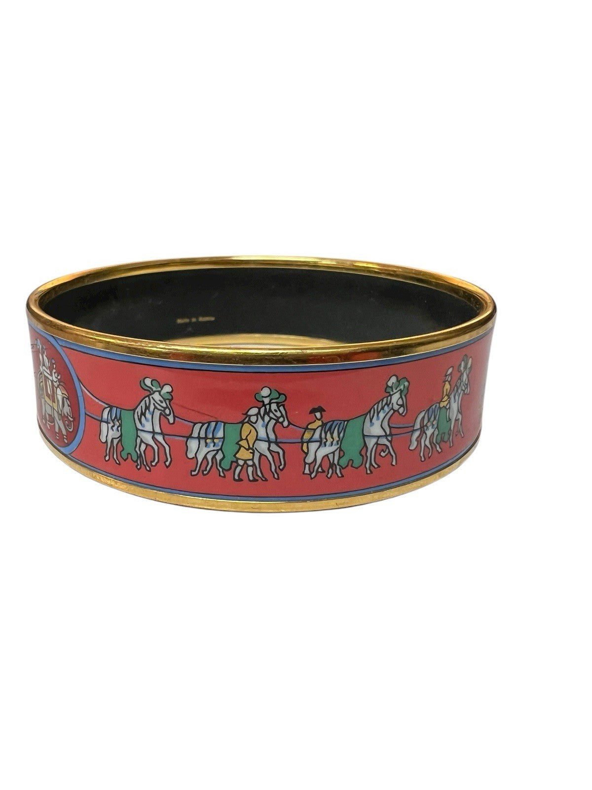 Hermes Vintage Horses and Elephants Enameled Bangle Made in Austria RARE