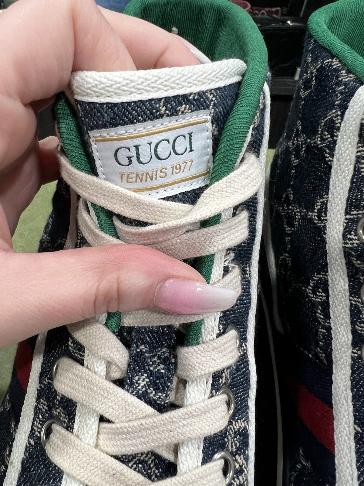Gucci Men's 1977 Tennis Denim High Top Sz EU8.5/US9.5