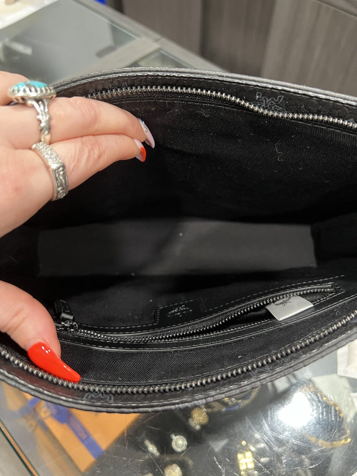 MCM Black Stark Studded Limited Edition Zip Clutch NWT & Certificate