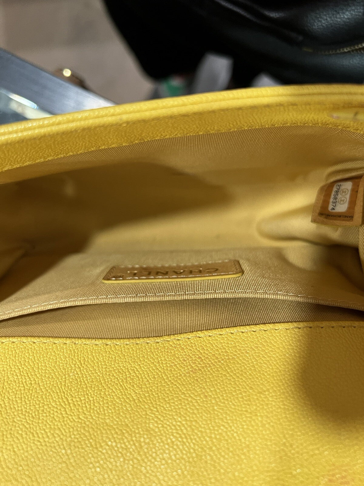 Chanel Caviar Small Yellow Boy Bag With Certificate Of Authenticity