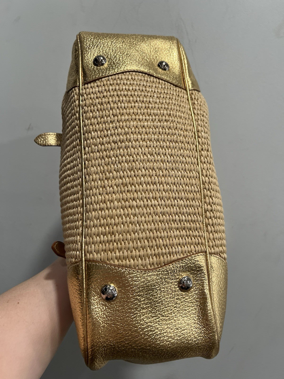 Prada Cinghiale Trimmed Paglia Straw Shoulder Bag W/Authenticity