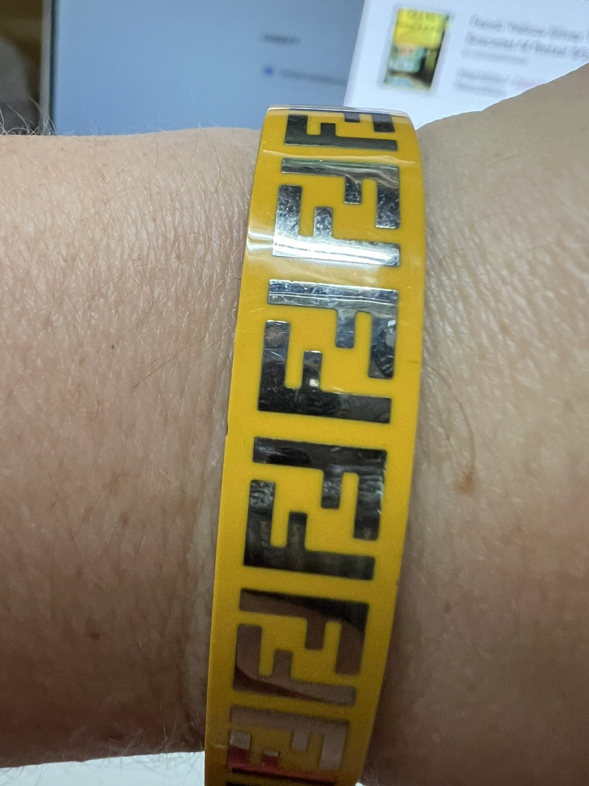 Fendi Yellow Silver Toned Enamel Forever Bracelet M