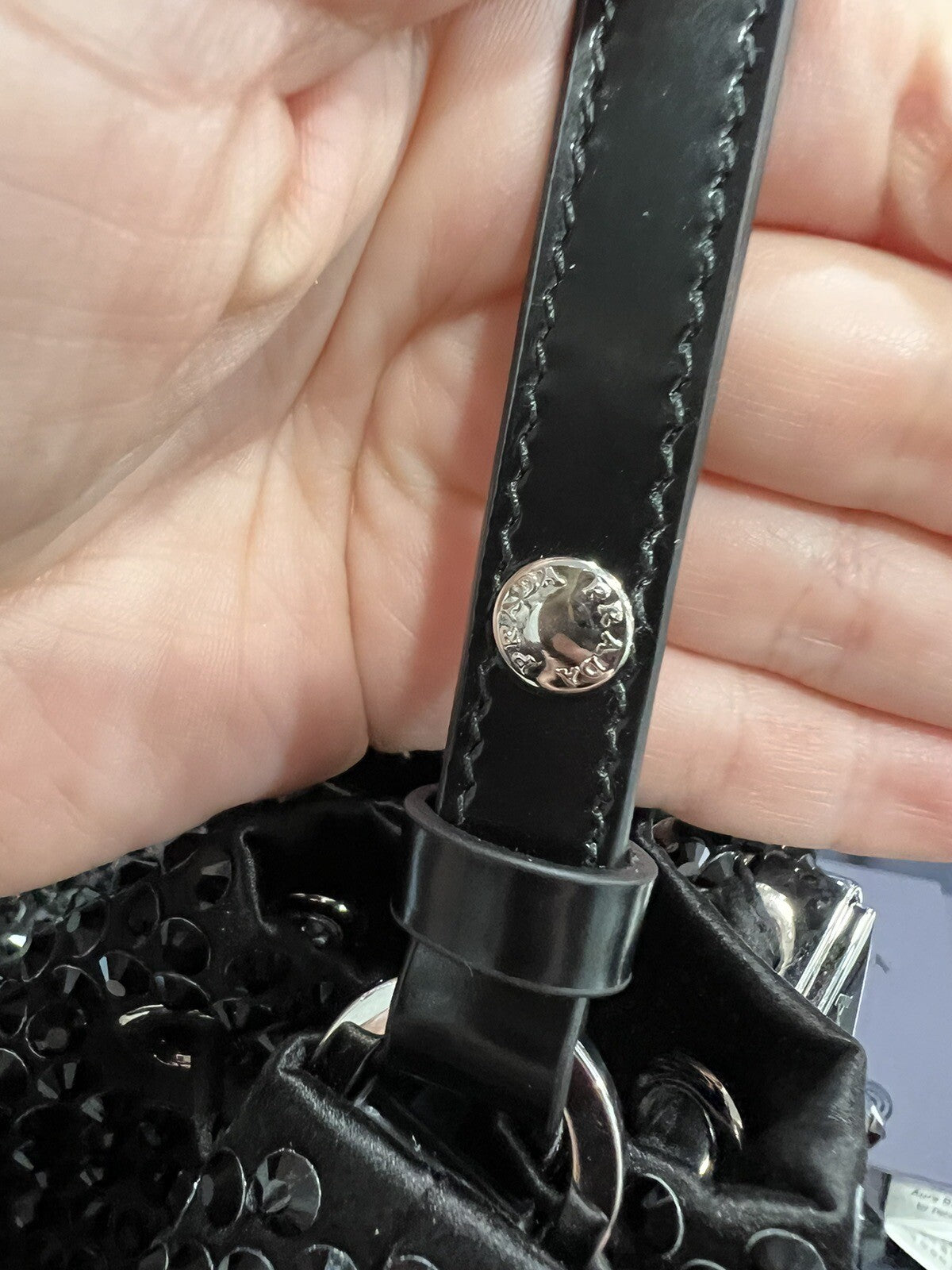 Prada Satin Mini Bucket Bag W/Crystals NWOB W/Certificate of Authenticity & Tags