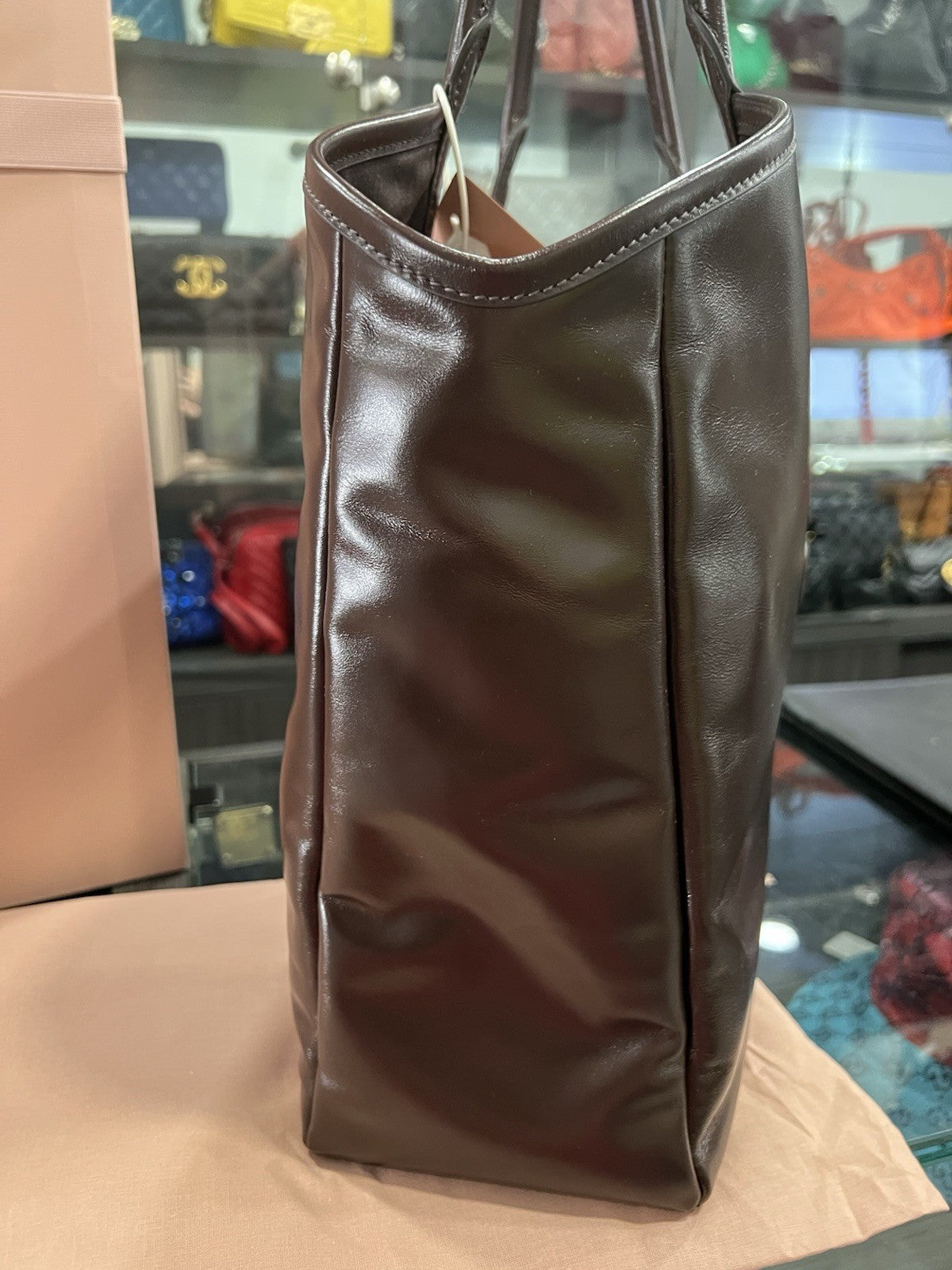 MIU MIU Ivy Tote Brown Leather Shoulder Bag NIB Retail $2590