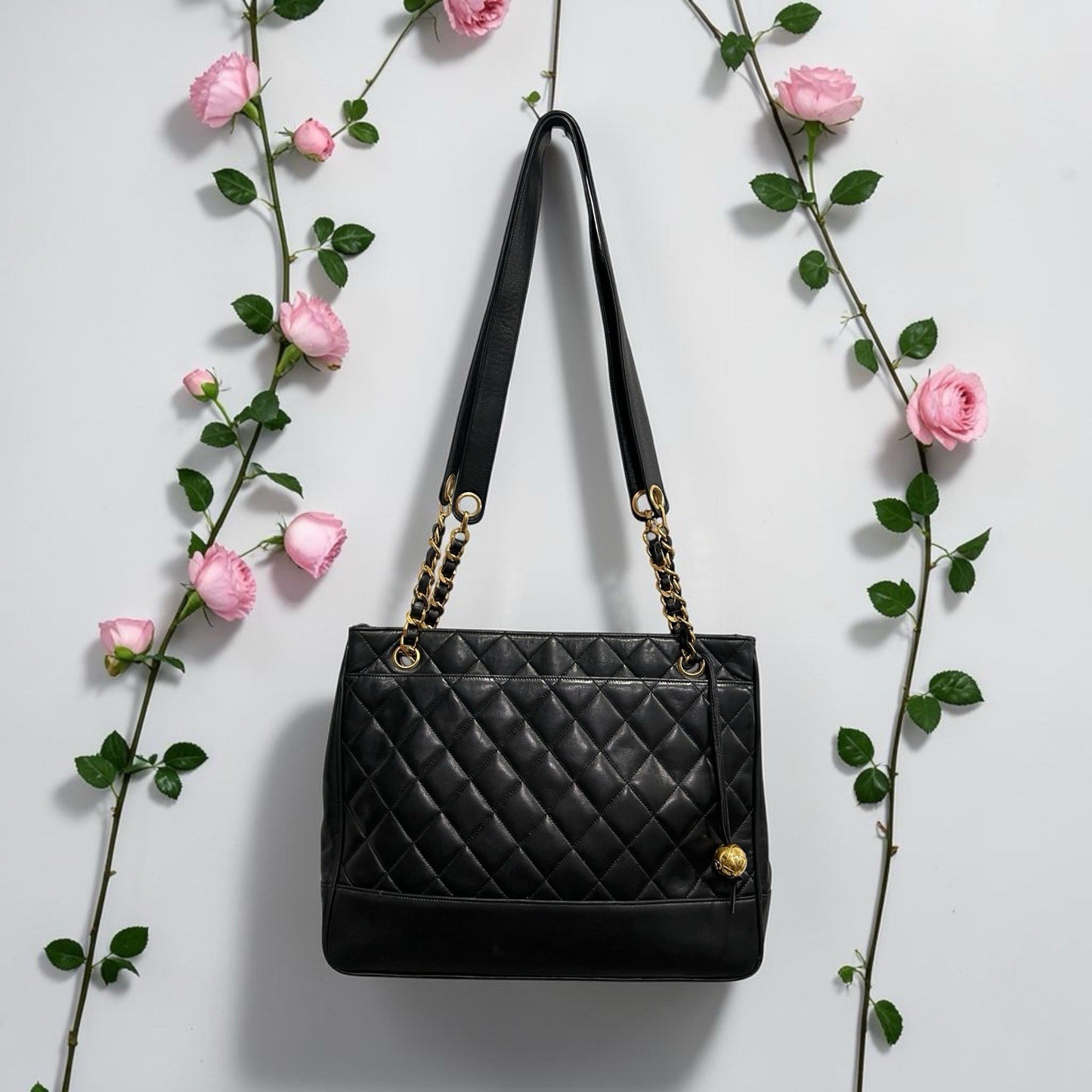 Chanel RARE Collectors Lambskin 24k Gold Plated Hardware Chain Tote Bag