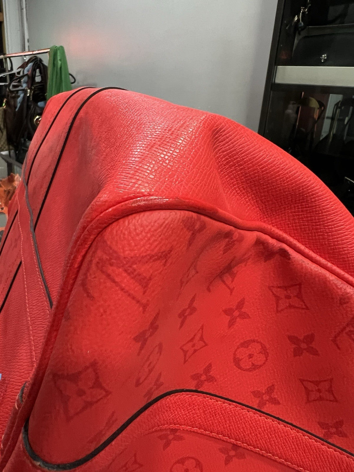 Louis Vuitton Fire Red Taigarama Bandouliere Keepall 50