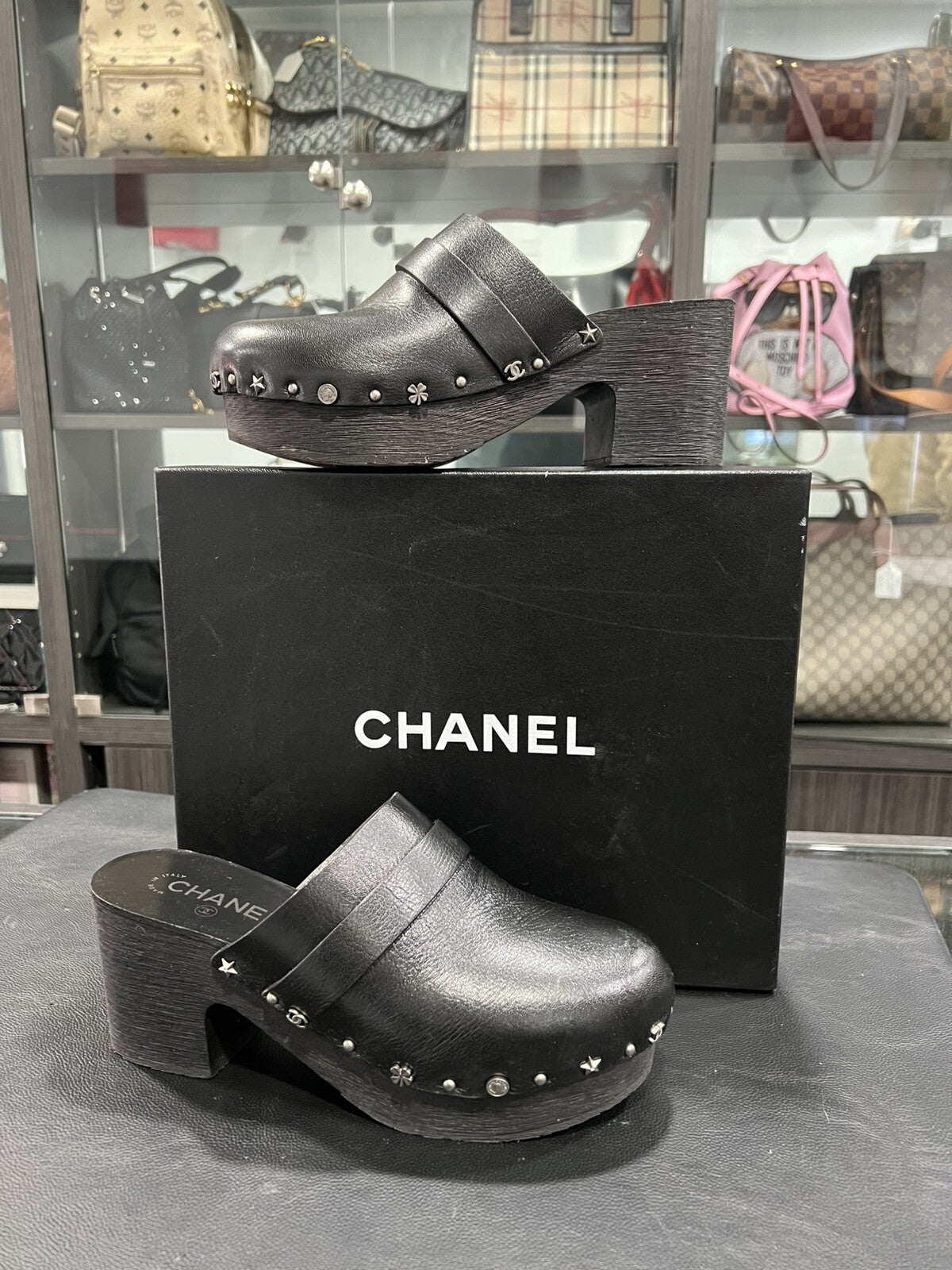 Chanel Lucky Charms Leather Clogs Size 40/US10