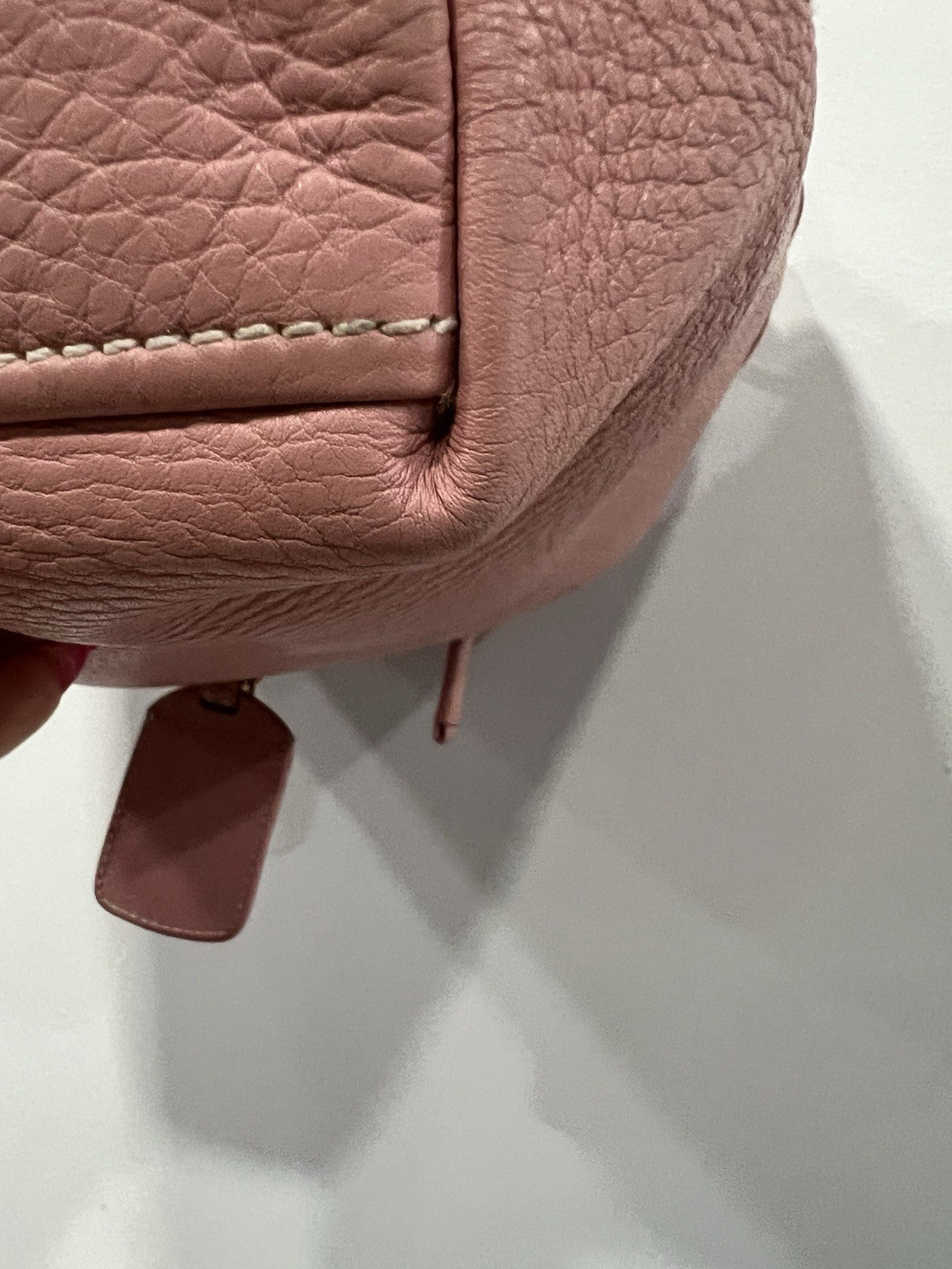 Prada Pink Leather Hobo Shoulder Bag With Authenticity