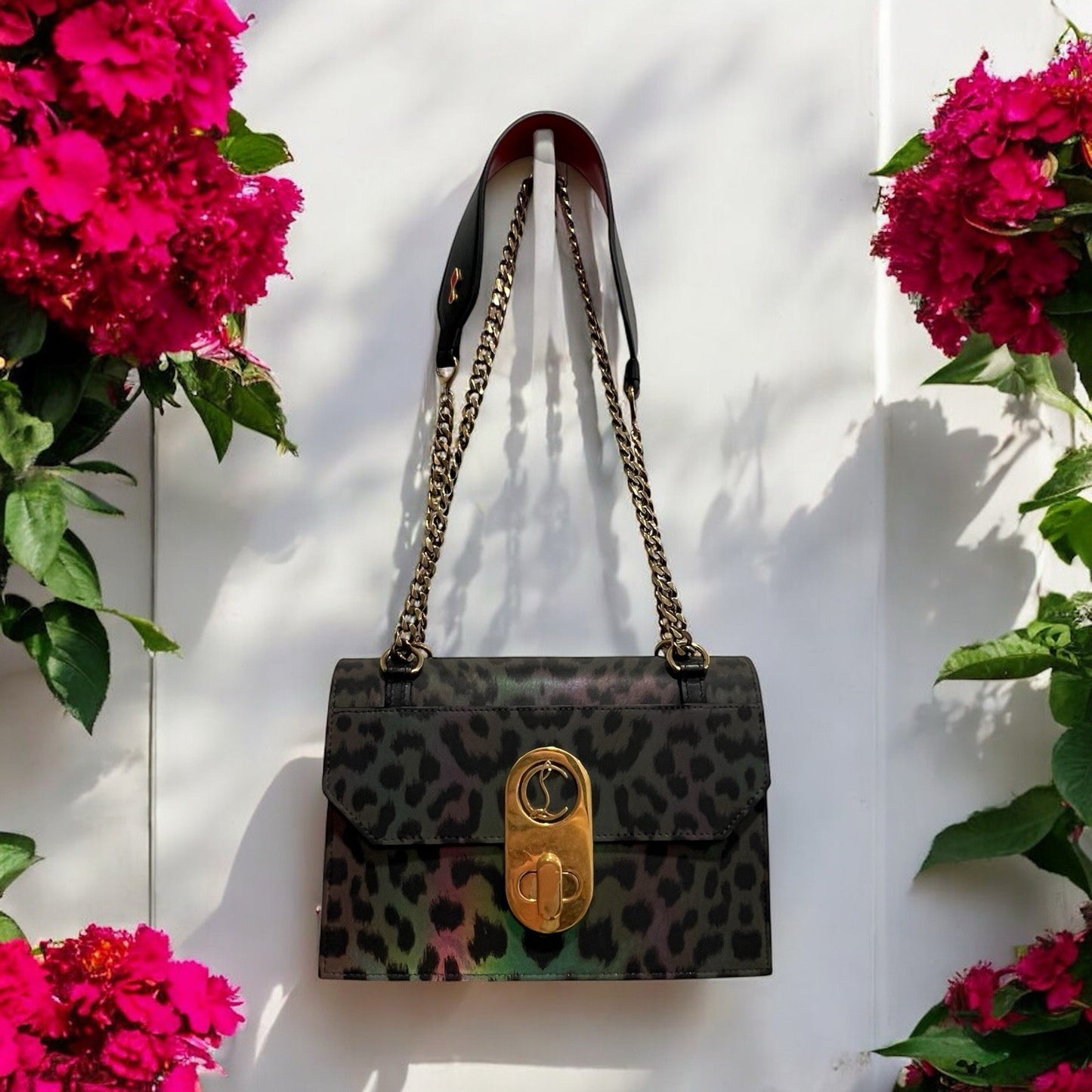 Christian Louboutin Elisa Reflex Leopard Nylon/Leather Crossbody Bag RARE NWT