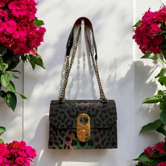 Christian Louboutin Elisa Reflex Leopard Nylon/Leather Crossbody Bag RARE NWT