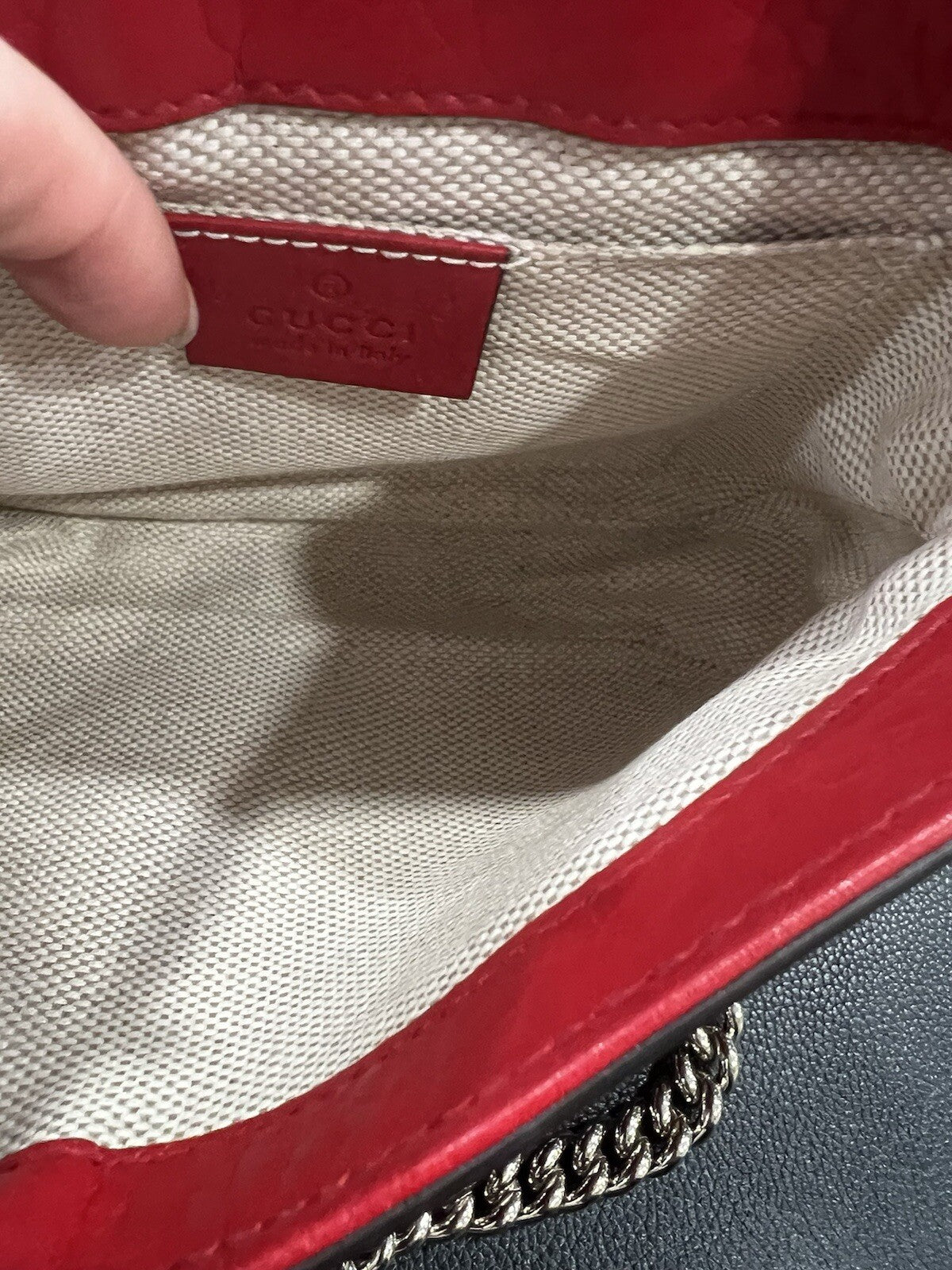 Gucci Red Leather Soho Mini Chain Bag With Certficate of Authenticity