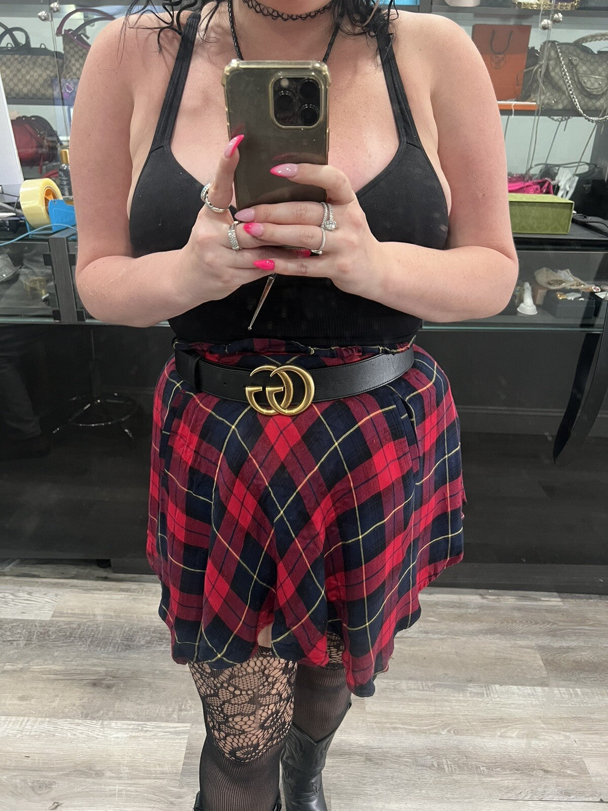 Gucci Marmont Black/Aged Gold Belt W/Box Duster & Receipt (Retail $520) 95/38"