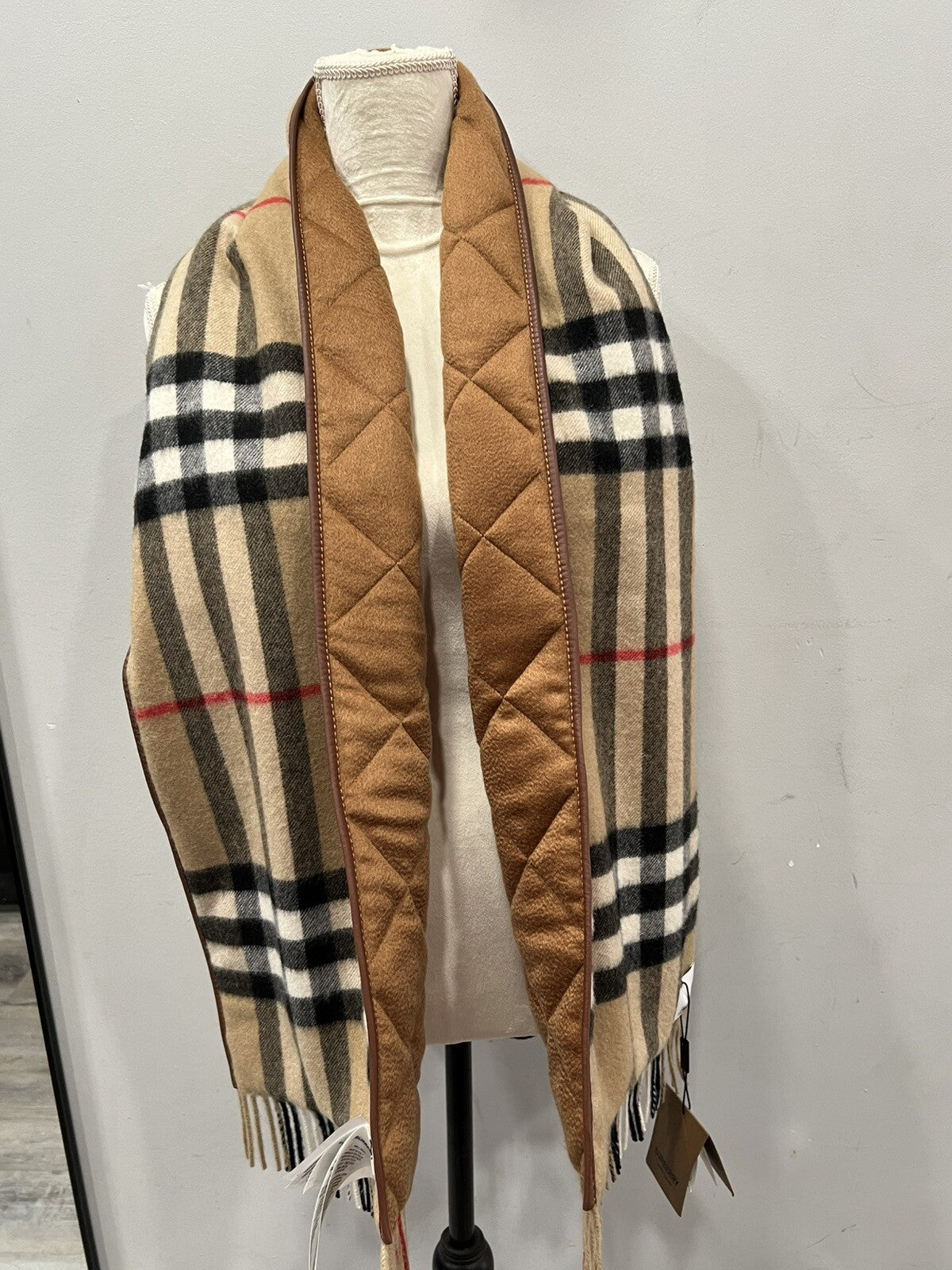 Burberry Quilted Giant Check Cashmere Scarf