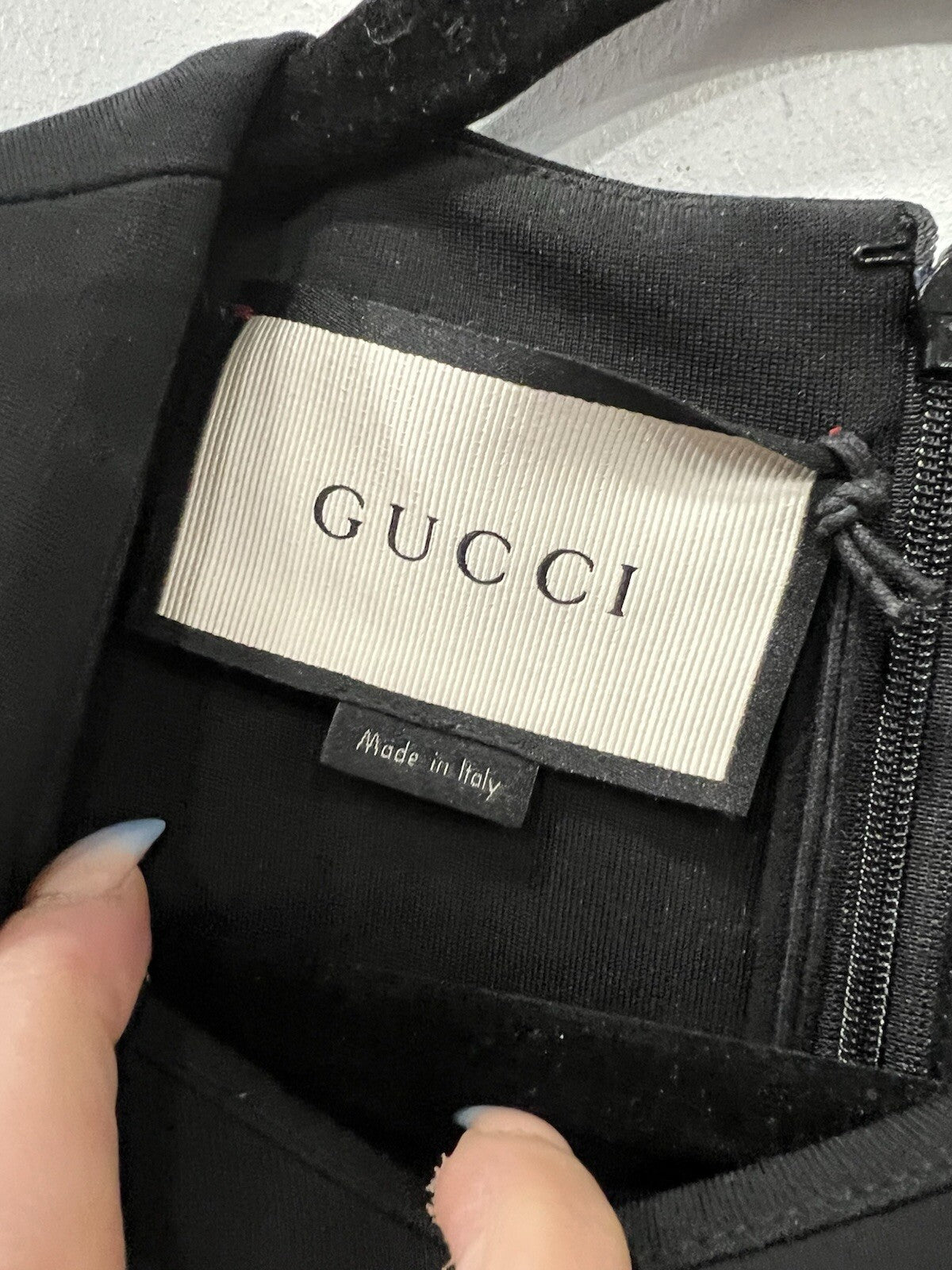 Gucci Black Dress Sheer/Pearl Logo Dress XS