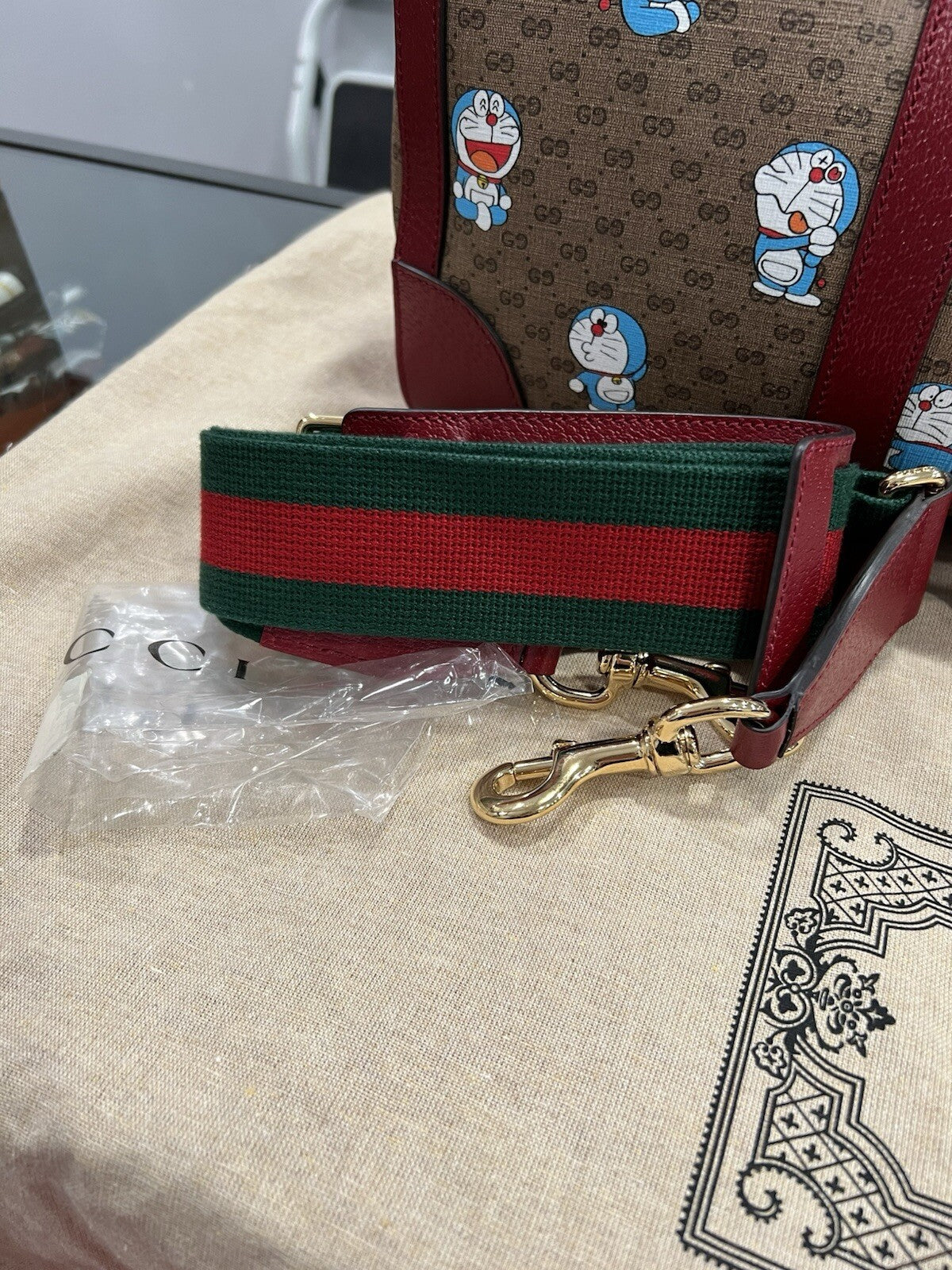 Gucci X Fujiko Pro Doraemon GG Supreme Canvas Boston Duffle Bag NWOB