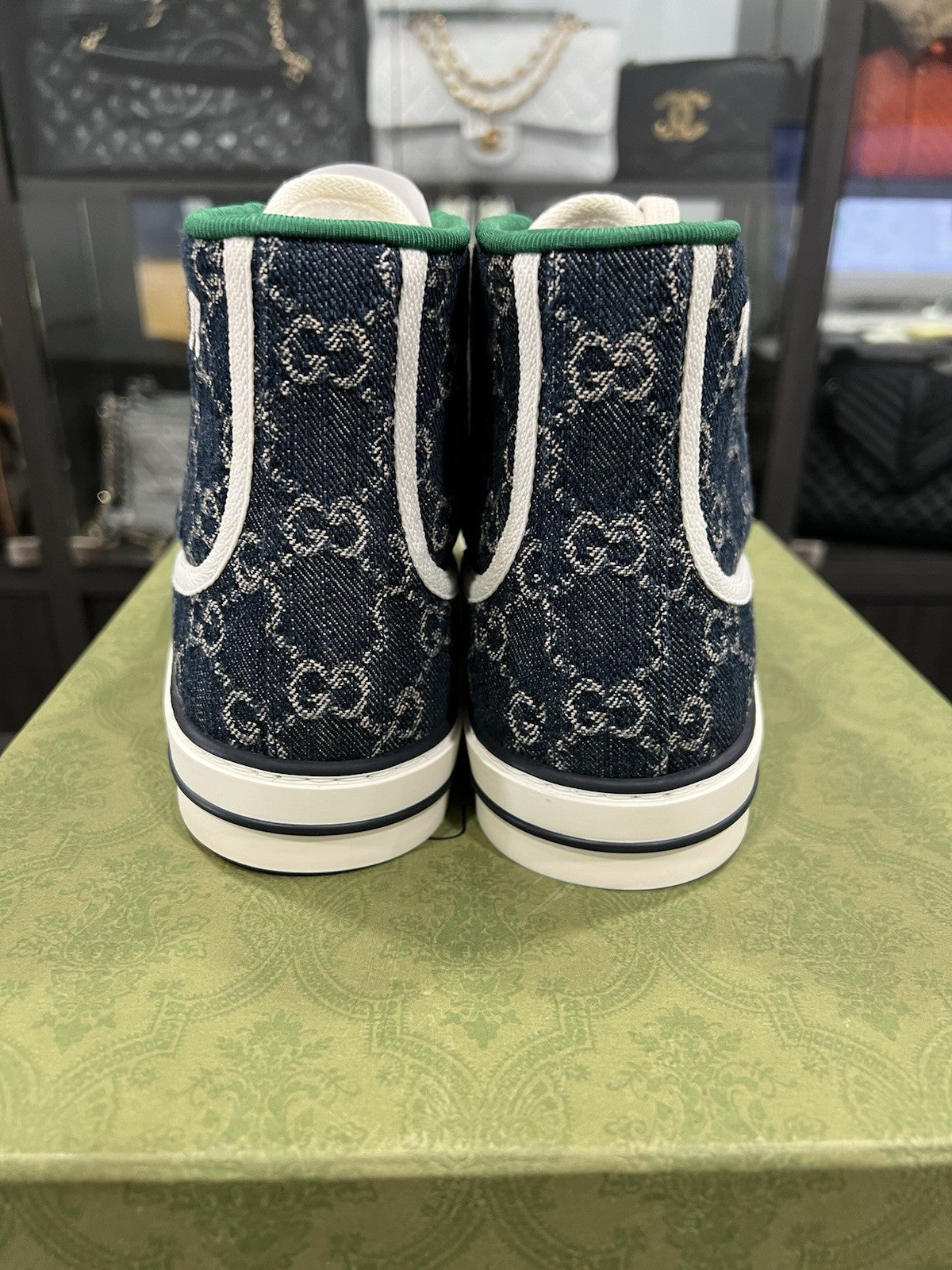 Gucci Men's 1977 Tennis Denim High Top Sz EU8.5/US9.5