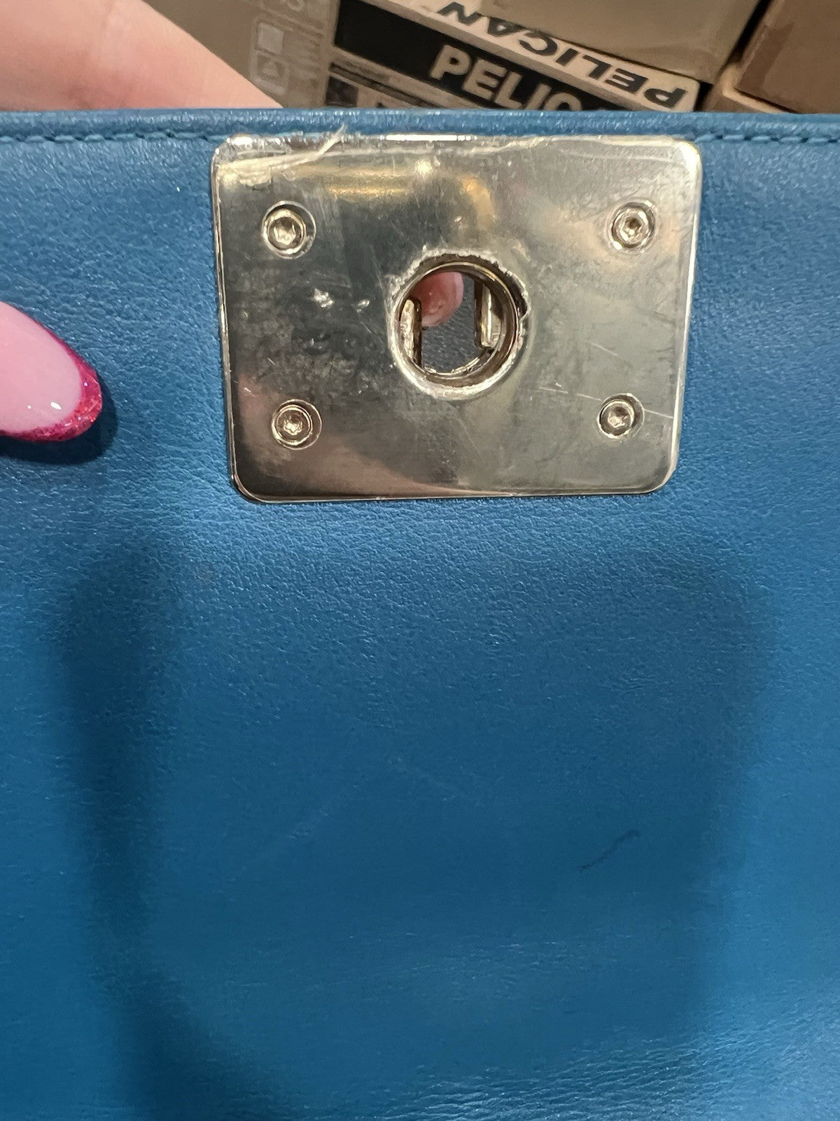 Chanel Small Two Way Boy Cobalt/Gold Chain Bag Includes Authenticity MSRP $6700