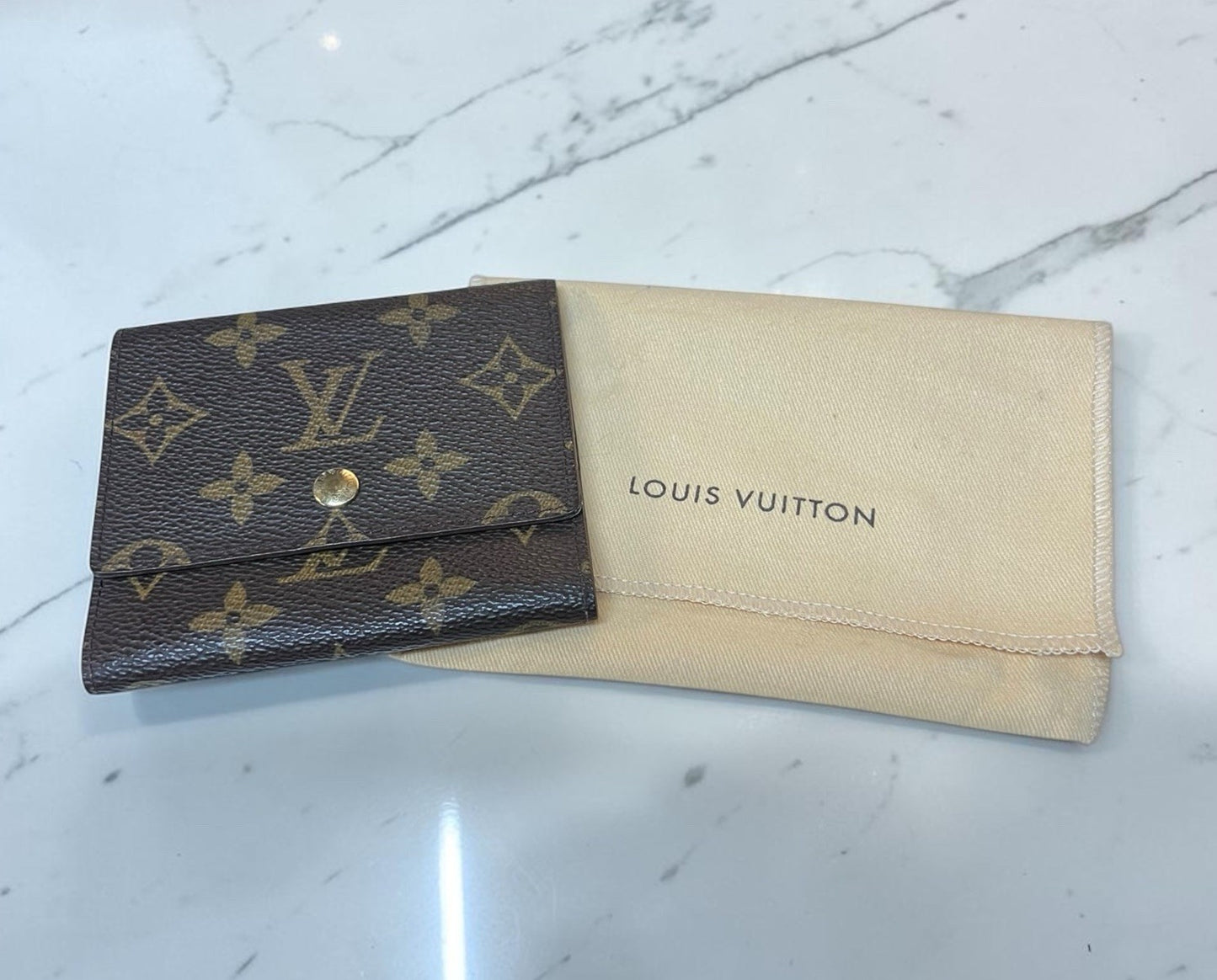 Louis Vuitton Monogram Canvas Trifold Card Holder Duster & Authenticity