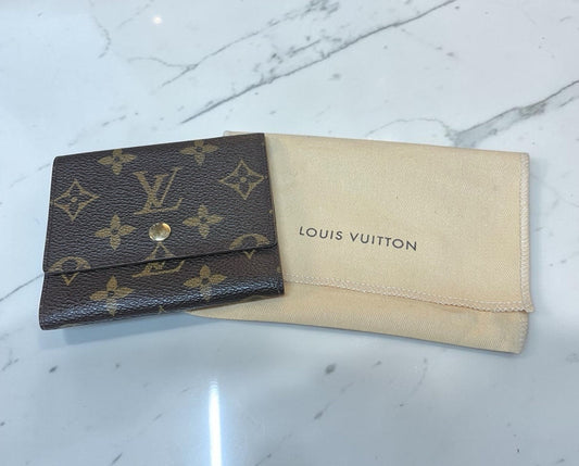 Louis Vuitton Monogram Canvas Trifold Card Holder Duster & Authenticity