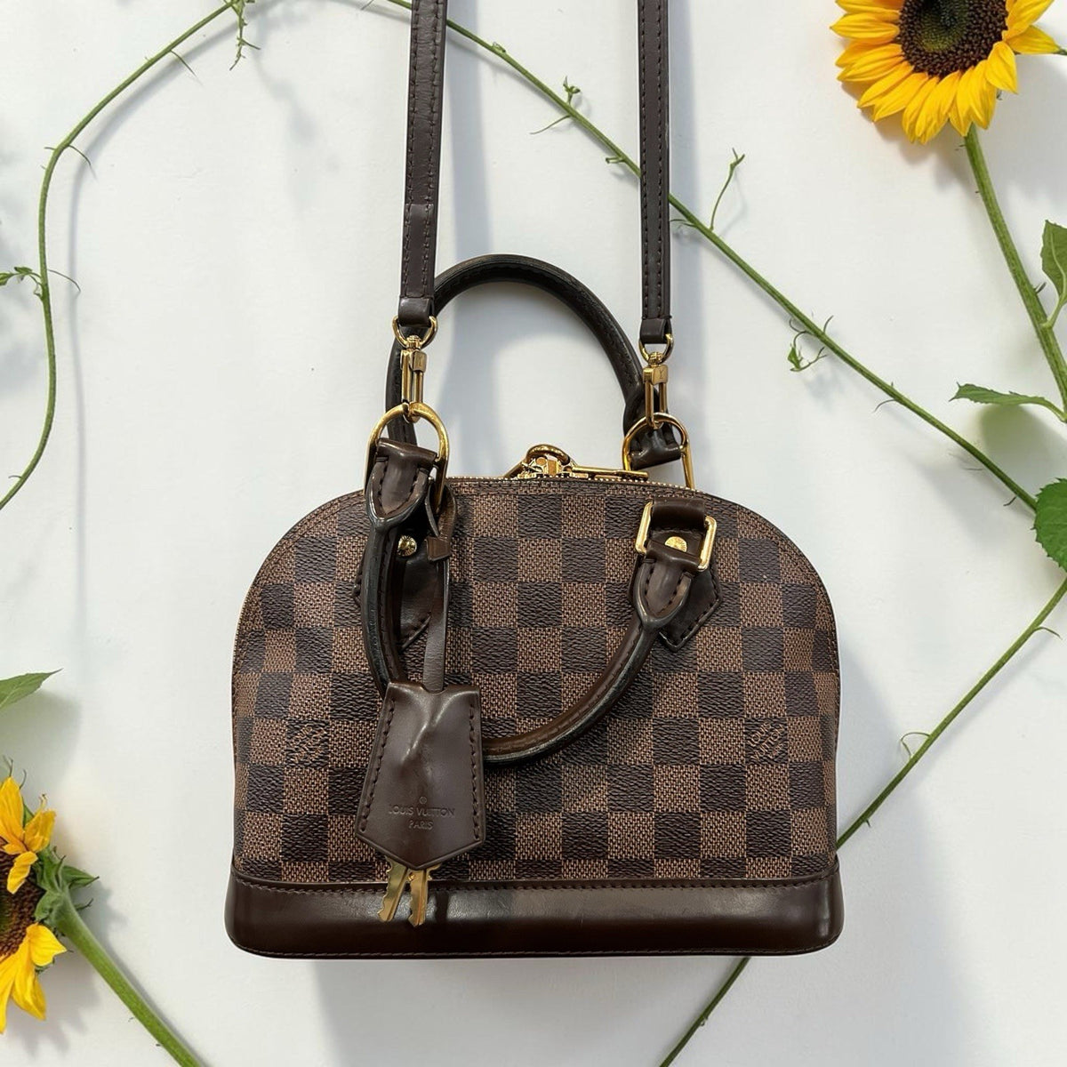 Louid Vuitton Damier Ebene BB Alma W/Lock Key & Authenticity Retail $2k