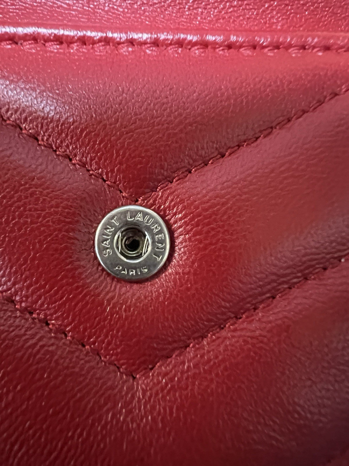 YSL Saint Laurent Leather Red Compact Wallet Card Case Box Duster & Tags
