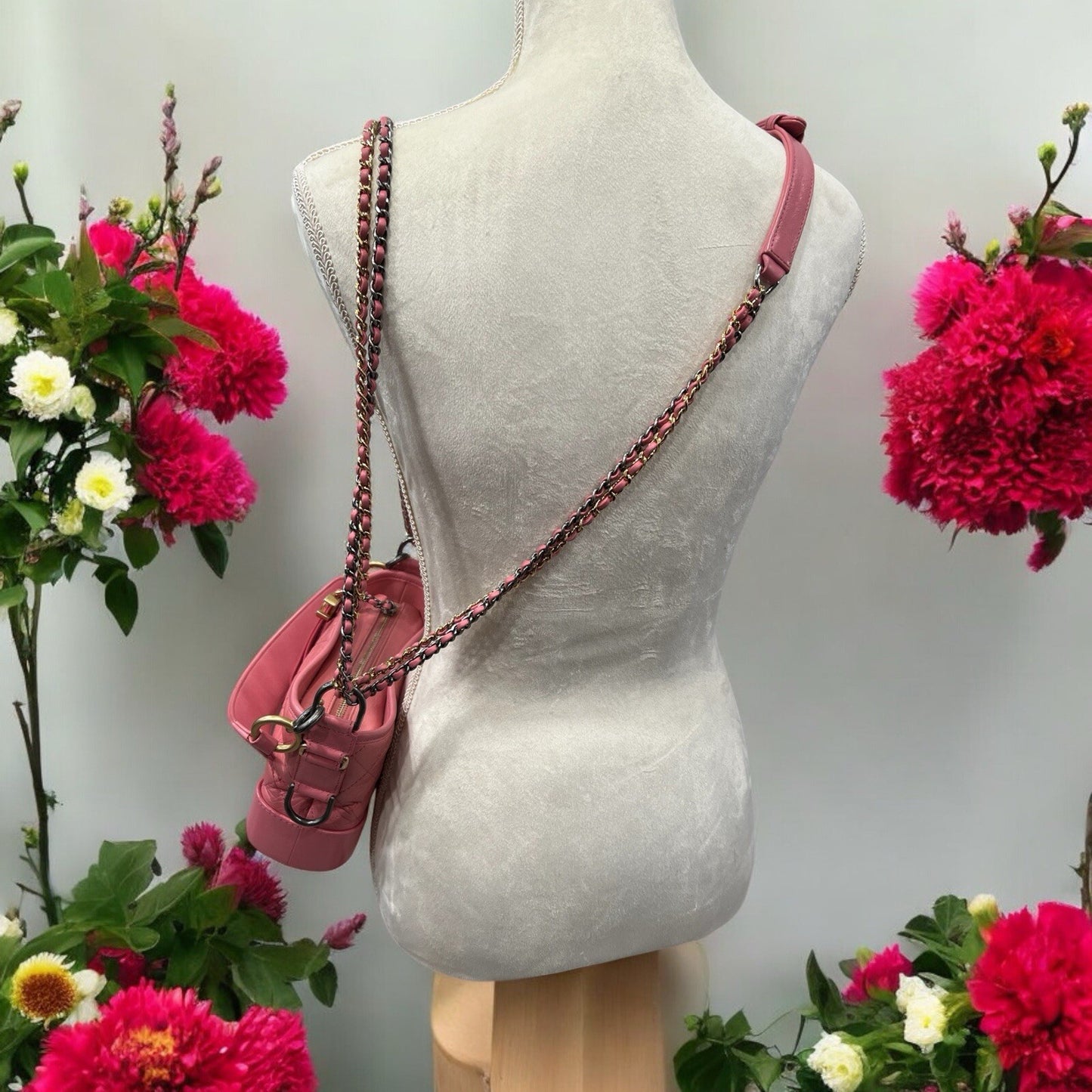 Chanel Gabrielle Pink Hobo Logo Handle Bag W/Certificate Of Authenticity