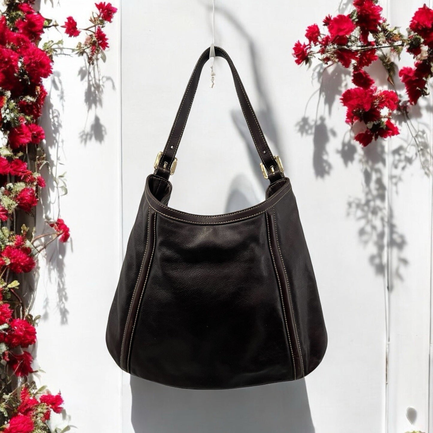 Gucci Leather Medium Britt Dark Brown Shoulder Bag With Authenticity